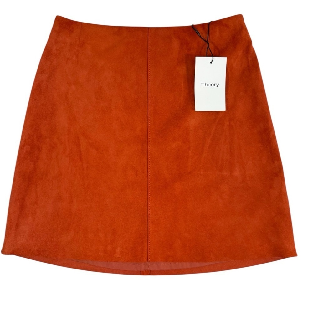 Theory 100% Lamb Leather Suede Mini Skirt. Size 0 - Picture 4 of 11